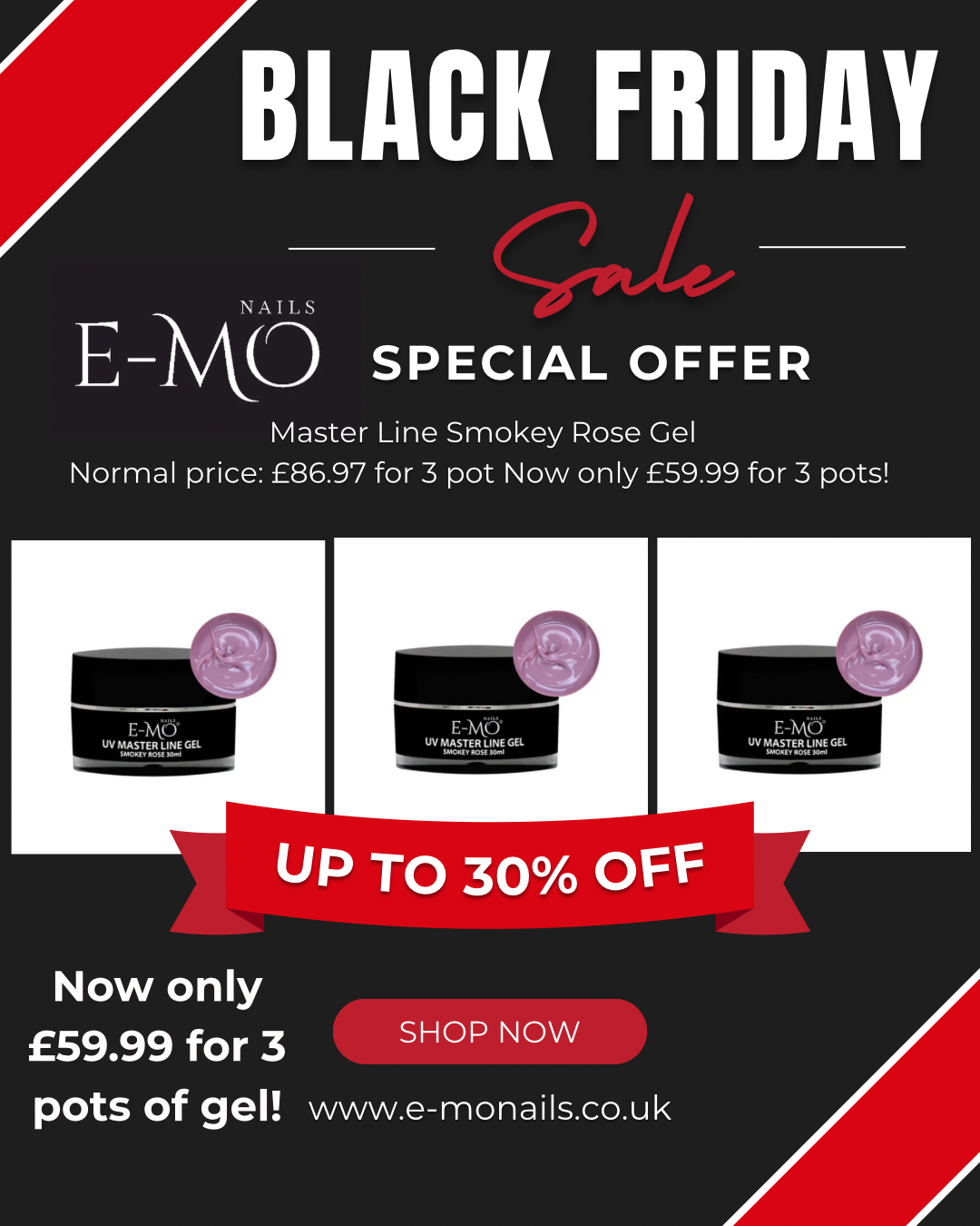 3 x Master Line Smokey Rose Gel 30ml